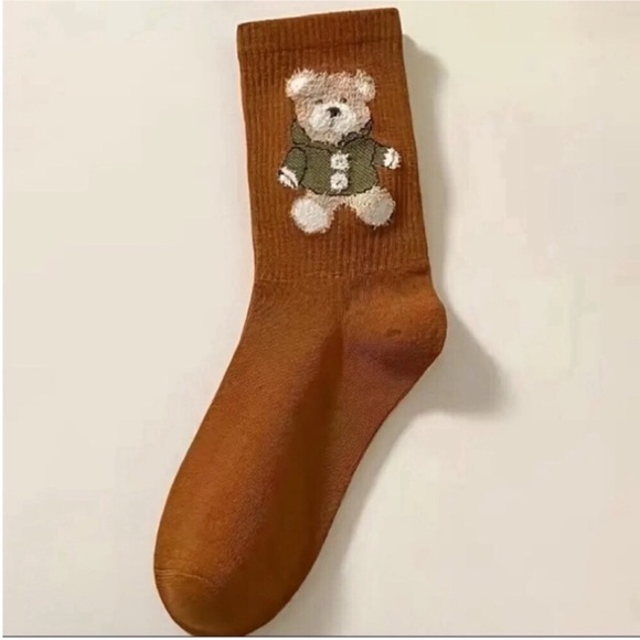 Teddy Bear Socks & Hosiery Women’s 5 Pairs Teddy Bear Print Socks Mid Tube Socks - Picture 3 of 9